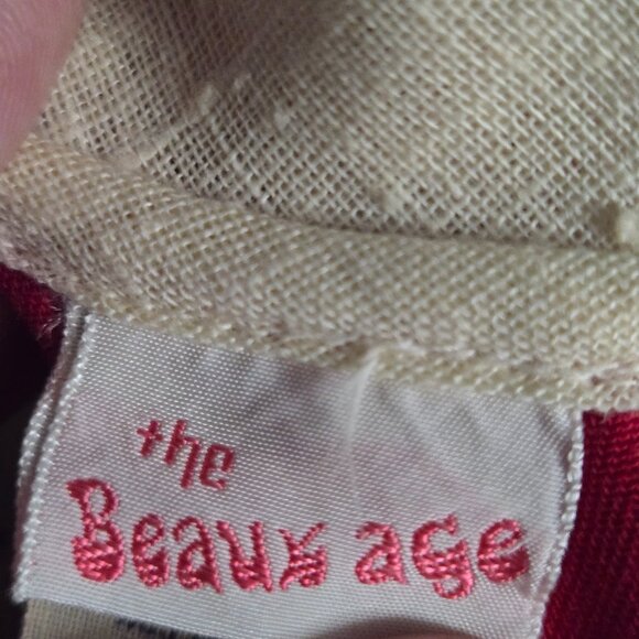 Vintage 70s Girls Red Long Sleeve Dress with Cross-stitch Detailing, 8 - Picture 7 of 7